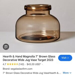 Hearth & Hand Amber Glass Vase 7”